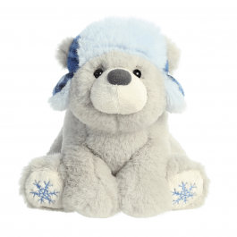 Aurora Pewter Bear W/ Blue Plaid Hat 3 Aurora Pewter Bear W/ Blue Plaid Hat