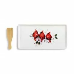 Demdaco Three Cardinals Appetizer Tray With Spatula