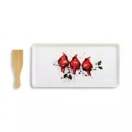Demdaco Three Cardinals Appetizer Tray With Spatula 3 Demdaco Three Cardinals Appetizer Tray With Spatula