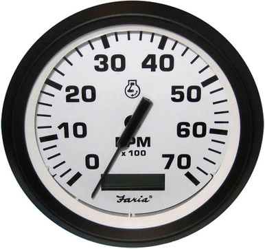 Faria Beede Faria 32940 Euro White 4in Tachometer W/ Hourmeter - 7000 RPM 3 Faria Beede Faria 32940 Euro White 4in Tachometer W/ Hourmeter - 7000 RPM