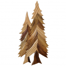 The Handcrafted Wood Intarsia Wall Art - Double Pine Tree 3 The Handcrafted Wood Intarsia Wall Art - Double Pine Tree